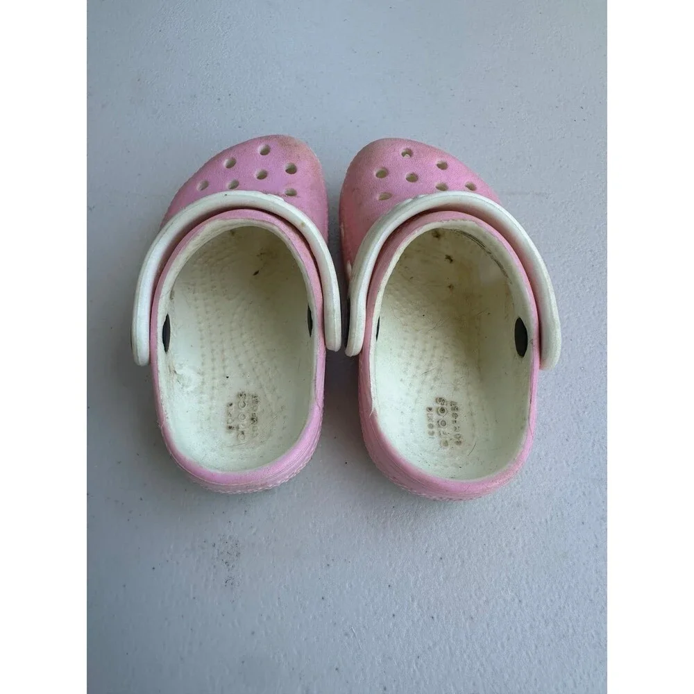 Crocs Kids Toddler Girl Pink White Summer Ready Classic Clogs 5